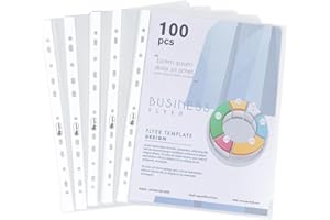 AGOER 100 buste trasparenti in plastica di polipropilene, spesse 160µ, formato A4, per la protezione di carta, atti e documenti