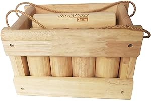 JAC & MOK Number Kubb Smite Timber Toss Game Stick Throwing Game made of Hardwood (with Wooden Crate, class)