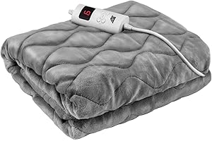 MT MALATEC 8817 Elektryczny koc grzewczy, 180 x 130 cm, z 6 poziomami mocy, automatyczne wyłączanie i zabezpieczenie przed przegrzaniem, nadaje się do prania, kolor szary