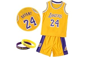 CLZWFZ Kit di Maglia da Basket Bambini Fans Jersey Boys Sportswear Gilet da Basket Senza Maniche Top e Pantaloncini Sport Set Tuta Estiva Regali per Ragazzi Grils