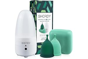 SHORDY Menstrual Cup and Steam Sterilizer for Beginners Kit, Set of 2 Period Cups (Small & Large), Electric Steam Sterilizer and Easy to Use Manual Heavy Flow, Tampons, Pads & Disc Alternative