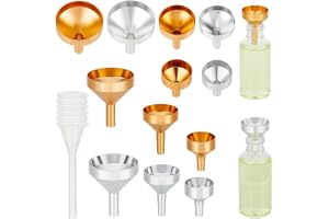 CREATCABIN Set med 12 minitrattar i aluminium, 3 olika storlekar, med 3 gyllene plastdroppar, för fyllning, små kosmetiska fl