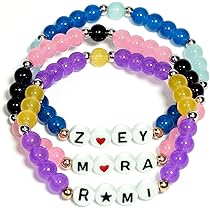 Bracelets Kpop Empilables – Lot De 6, Élastiques, Avec Breloques Lettres (Cadeau Fan)