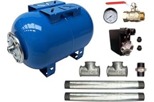 ELBI Kit Surpresseur Eau Horizontal 50l - 1" Avec Pressostat Et Manomètre