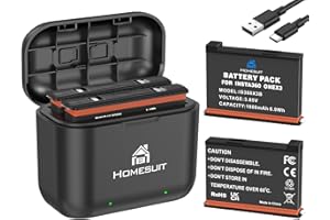Homesuit Akumulator 360 X3 1800 mAh i ładowarka USB LED, zestaw do montażu z gniazdem na kartę pamięci, kompatybilny z kamerą Insta360 X3, do 80 min, dodatkowy czas nagrywania (2 sztuki)