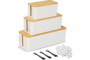 SENENQU Set da 3 Scatola Porta Cavi Bianca, Grande Organizer per Scatola Nascondi Cavi, Protezioni Scatola Per Cavi di gestione dei cavi Organizza il cablaggio del computer, i cavi sciolti