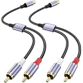 MOSWAG RCA Splitter 1 Female to 2 Male 2 Pack RCA Y Splitter Audio Video Splitter Adapter Cable for Amplifiers, Game Consoles