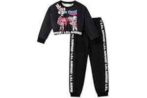 L.O.L. Surprise! Mädchen Outfit, Crop Top und Hose, Langarm Sweatshirt mit Puppenprint und Batikeffekt, Leggings, Mädchen 2-teiliges Set