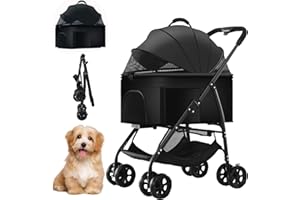 YOSAMY Pet Stroller 3-in-1,Pet Stroller with Removable Carrier,One-Click Foldable Cat Dog Pram for Medium Dogs,Cats Loads Up to 20KG
