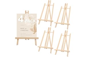 GBACHOOSE 4 Stück Staffelei Holz, Tischstaffelei 40 cm, Holzstaffelei Klein, Leinwand Ständer, Staffelei Tisch für Gemälde, Kinder Kunst, Handwerk, Klappbar und Höhenverstellbar
