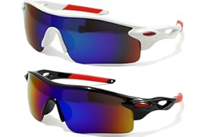 CKDSA 2 Pack Children's Cycling Polarized Sunglasses Teens UV400 Protection Fashionable Sports Glasses Eyewear Visor Wraparound for Running Cycling Baseball Golf Outdoor Lightweight Boys Girls Kids