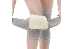 Afinder Knieschoner Elastische Kniebandage Winter Weich Wolle Verdicken Knieschützer Thermo Knieorthese Beinlinge Beinwärmer Professionel Kniewärmer mit Klettverschluss