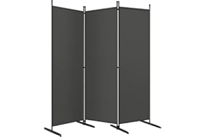 ‎WOLTU WOLTU Paravent, Raumteiler klappbar freistehend Sichtschutz, Trennwand 3 teilig 167x177 cm, Stellwand für innen Outdoor Garten Balkon Terrasse, Raumtrenner Dunkelgrau