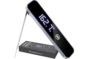 Homtronics Termometro Cucina, 1s Lettura Istantanea, IP67 Impermeabile, Termometro Barbecue, Pieghevole Sonda Lunga, Digitale con Magnete per Forno, Carne, Latte, BBQ