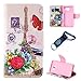 Produktbild Galaxy A3 (2016) Hülle Blume Premium PU Leder Schutzhülle für Samsung Galaxy A3 (2016) A310 (4,7 ZollBookstyle Tasche Schale PU Case mit Standfunktion+Outdoor Kompass Schlüsselanhänge (2)