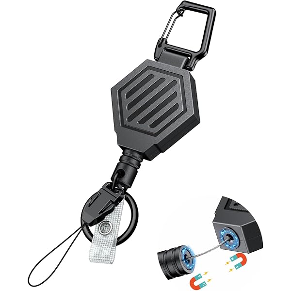 Vicloon Rétractable Porte-clés, 3PCS Mousqueton Avec Enrouleur Rétractable Avec Câble Acier 80cm, Clés Rétractable Pour Pantalons Et Ceintures - Noir