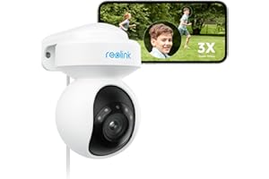 Reolink 5MP PTZ Telecamera Wi-Fi Esterno/Interno con WiFi 2,4/5 GHz, Visione Notturna a Colori, Auto-Tracking, Rilevamento di Persone e Veicoli, Sirena+Faretto, Audio Bidirezionale, Cloud, E1 Outdoor