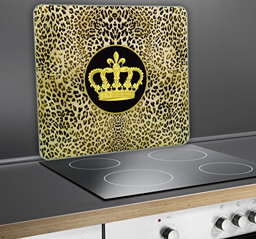 WENKO 2511926500 Motivplatte Krone – für alle Herdarten, Schneidbrett, Gehärtetes Glas, 50 x 56 cm, Mehrfarbig - 2
