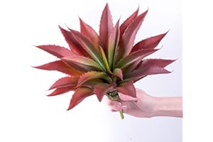 Veryhome Plantas suculentas, plantas artificiales de aloe, suculentas artificiales grandes de 12.5 pulgadas, sin maceta, decoración de vegetación para interiores y exteriores (rojo)