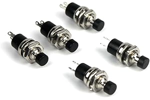 Ytian 5 Pcs SPST Mini Bouton Momentanés Poussoir Interrupteur Normal Ouvert 250V 2A Noir