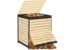 IDMarket - Bidone per compost in legno da 500 litri