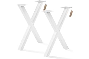 LAMO Manufaktur Patas de Mesa de Comedor | Mesa de Escritorio | Mark Light | Perfil 60x60 mm | 70x72 cm (Ancho x Alto), Blanco | 2 uds. | LTS-03-G-EE-9016