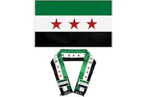 HPBAGGY Syrische Flagge 90x150 cm und Flaggenschal 135x14 cm - Wetterfeste Fahne und Doppelseitiger Schal mit Messingösen