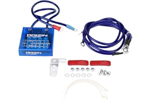 KEENSO Kit de estabilizador de voltaje eléctrico digital universal de 12 V, regulador de voltaje de vehículo de automóvil, rectificador con cables de tierra y kit de hardware de montaje (negro)