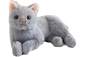 FaLkiN Gray Cat Plush Soft Toys, Grey Soft Plush Simulation Gray Cat, Cute Gray cat Doll, Pillow Soothing Hugging Sleeping, Birthday Gifts Present Party Favors For Boys And Girls, 30cm