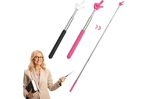 KEYQUEEN 2Pcs Teachers Telescopic Pointer, Extendable Pointer Stick Retractable Hand Pointer Mini Classroom Pointer for Presentations Teaching Lecture Office Elementary School Kindergarten Teacher (Pink+Black)