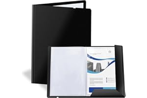 FRETONBA Portalistini A4, Portalistino A4 con 30 Buste Trasparenti, Cartellina con Elastico, Raccoglitore Porta Documenti in Materiale PP, Art Portfolio Folder per Certificati, Spartiti, Listino, Nero