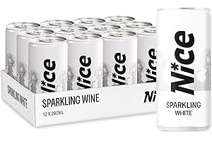 Nice Sparkling White Wine, Spanish Wine in a Can, Dry, Crisp, Sparkling White Wine from La Mancha, That Prefers Cans Over Flutes, 12 x 200ml Cans
