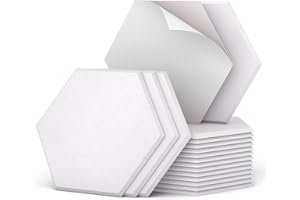 TONOR Lot de 18 Panneau Acoustique Mural Autocollante, 30 x 26 x 1cm Panneau Acoustique à Haute Densité, Mousse Acoustique Hexagonal Isolant Phonique pour Studio, Bureau, Chambre, Salon, Blanc