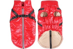 Dolahovy Chaqueta Impermeable para Perros Abrigo de Invierno para Mascotas Ropa Cálida para Perros con Arnés Ajustable para Gato Perros Pequeños Medianos y Grandes Al Aire Libre (XL, Rojo)