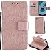Produktbild Ooboom® LG Q6 Hülle Sonnenblume Muster Flip PU Leder Schutzhülle Handy Tasche Case Cover Stand mit Kartenfach für LG Q6 - Rose Gold