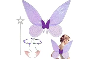 ZIWIJITY Fairy Wings for Girls & Women - Angle Wings Butterfly Costumes for Halloween Cosplay,Dress Up Party with Elf Ears Headband Magic Wand