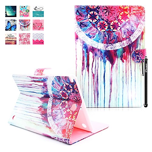 Galaxy Tab A 9.7 SM-T550 Hülle, Deenor Cute Colorful Design Flip Tasche PU Leder Abdeckung Stand Schutzhülle für Samsung Galaxy Tab A 9.7 SM-T550. (Painted Campanula)
