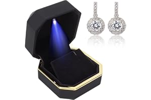 YUYTE Scatole Portagioielli per Regali, Scatola per Gioielli Illuminata a LED, Espositore per Orecchini a Bottone per Proposta di Matrimonio di Fidanzamento, per Proposte,