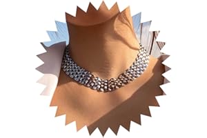 Wendalern Silver Chunky Chain Necklace Simple Bib Collar Necklace Thick Geometric Chain Collarbone Necklace Table Chain Statement Necklace Hip Hop Jewelry for Women Girls