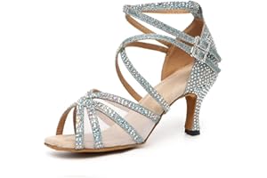 RUYBOZRY Damen Latein Tanzschuhe Strass Salsa Glitzer Bachata Schuhe Damen Hochzeit Tanzende Schuhe,Modell YCL508
