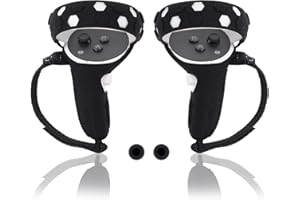 Auliuse Controller Grips Cover Compatible with Quest 2, Silicone Hand Grip Protector with Knuckle Straps, VR Accessories Silicone Protective Grip Cover (Black)