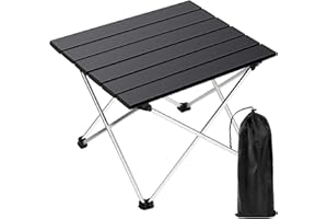 TWZ Camping Table, Folding Portable Aluminum Picnic Table with Bag, 700g Roll Up Small Compact Lightweight Easy to Carry 30s Quick Assembly, Ideal for Outdoor Picnic Beach BBQ Hiking Fishing