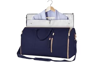GWTDTOAD Reisetasche Faltbar Reise Kleidersack Wandelbarer Kleidertasche Anzugtasche Umhängetasche PU Leder Wasserdicht Carry On Garment Bag Duffle Bag Gym Bag Für Frauen Und Männer