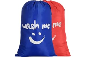 IHOMAGIC Bolsas para la Colada Plegables Set de 2 Cesto para Ropa Sucia Plegable 110L Saco de lavanderia Viajes para Baño con Organizador Lavandería para Cocina Dormitorio Hotel Naranja/Azul Oscuro