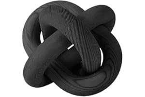 JSNKJLMN Holzkette Glieder Dekor, 3 Glieder Holz Knoten Dekor, handgeschnitzt dekorative Kette Knoten, Kette Knoten Dekor für Bauernhaus Regal Büro, Schwarz,Einheitsgröße