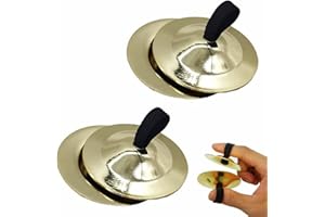 KETTION 2 Paar Finger Becken Messing, Fingerzimbeln, Finger Becken Musikinstrument Handbecken mit elastischen Band, Bauchtanz Finger Messing Musikinstrument Rhythm Maker für Tänzer Ball Party