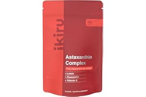 IKIRU 42mg Astaxanthin Complex Providing 4mg Astaxanthin | 3 Month Supply | Sourced from H. Pluvialis Microalgae | 90 Softgels | Antioxidant with Lutein, Zeaxanthin, Vitamin E & Extra Virgin Olive Oil