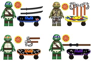 ZKTSRY 4 Pcs anime Ninja Action Turtles Building Blocks Kit, Cartoons Birthday Cake Decoration Party Supplies,Suitable for Movie Fans of All Ages