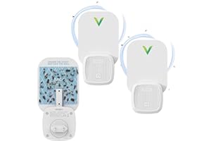 VEYOFLY Piège à Insectes Volants, Attrape-Insectes, piège à Mouches intérieur, Maison Plus sûre,moucherons, Mites, moustiques, lumière Anti-Insectes à Brancher (2 appareils + 6 Cartes de glu)