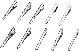 OTOTEC Lot de 10 pinces à cravate à enfiler pour cravate, mariage, affaires, tenue formelle, cadeau 6,1 x 0,5 cm, argenté